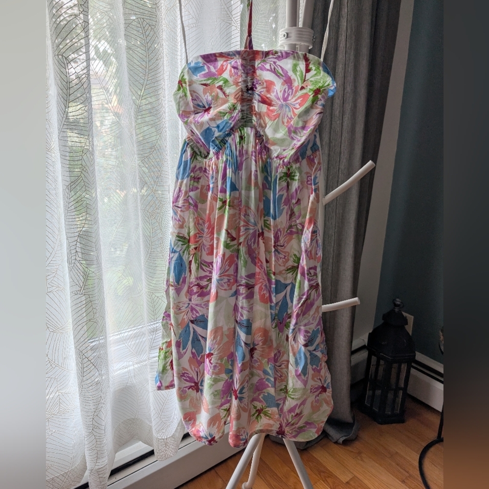 91.Nwt Roxy Floral Strapless Dress‎ - Picture 2 of 5